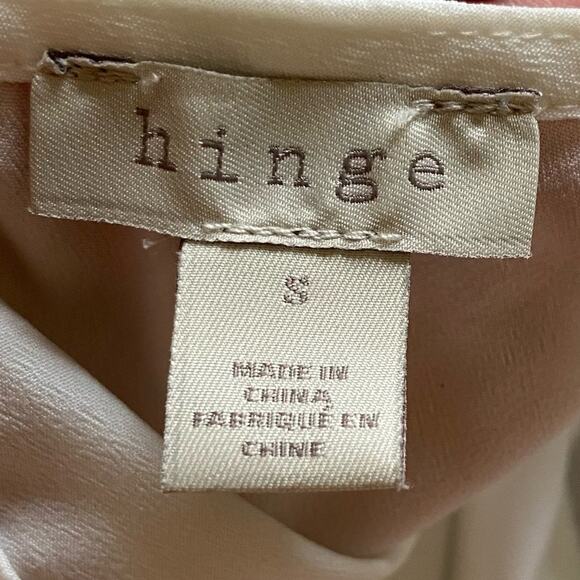 Hinge White Triple Tie Back Blouse Size Small Peplum Chic - Picture 7 of 8